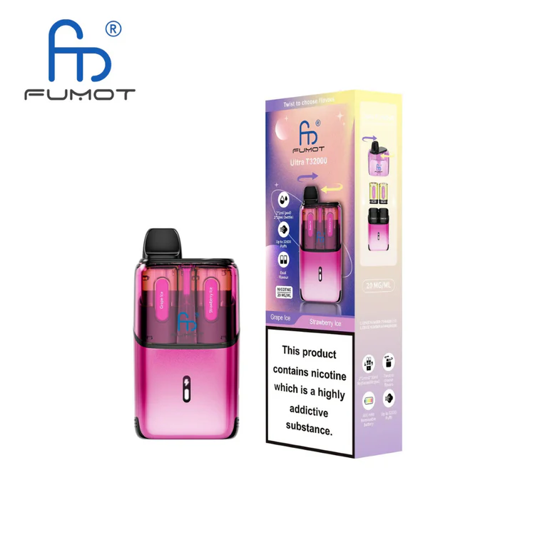 211 RandM Fumot T32000 Ultra Prefilled Pod Kit Grape Ice / Strawberry Ice - Image 1