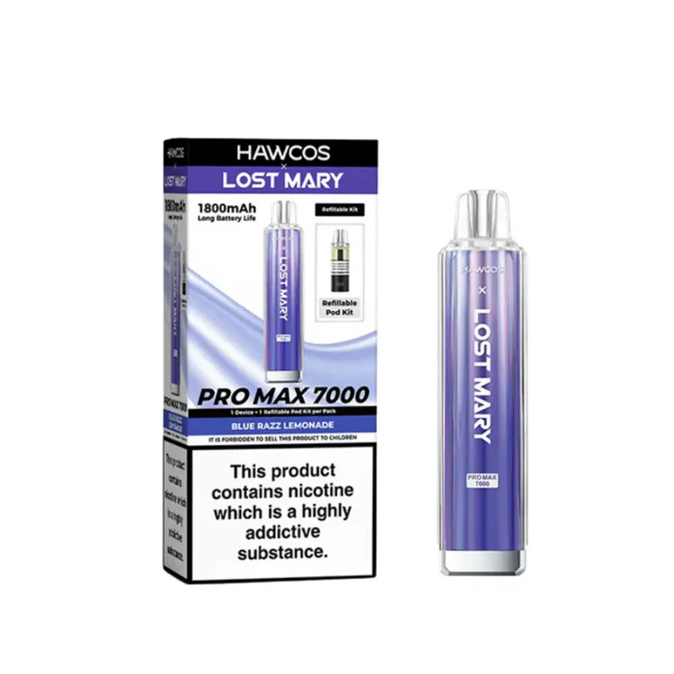213 Hawcos x Lost Mary Pro Max 7000 Prefilled Pod Kit Blue Razz Lemonade - Image 1