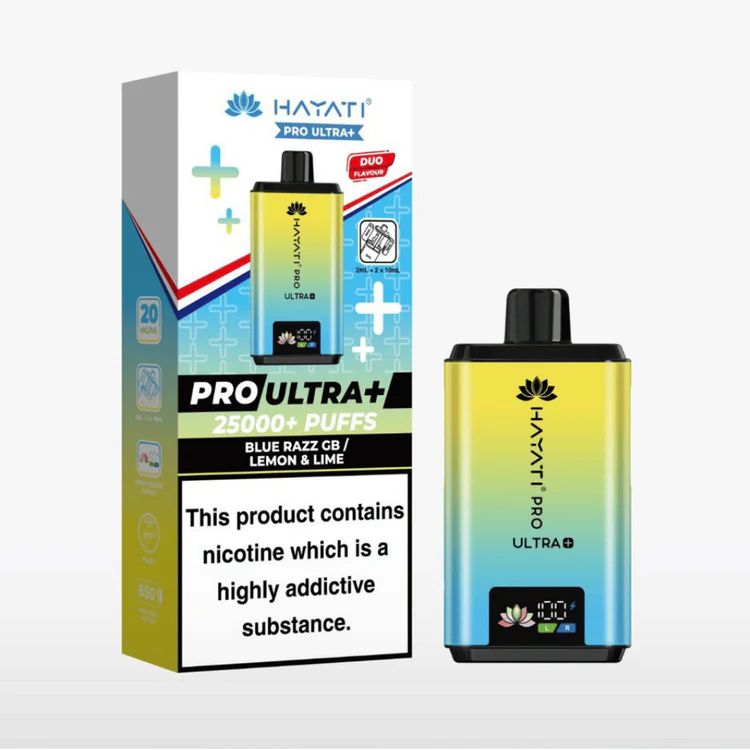 66 Hayati Pro Ultra Plus 25k Puffs Vape Kit Blue Razz GB / Lemon Lime - Image 1